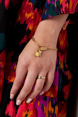 Maglie del bracciale chiave e lucchetto - oro h5 Immagine2
